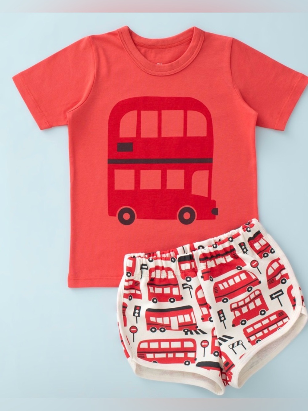 Unisex Double-Decker Bus Tee & Shorts Set by Winter Water